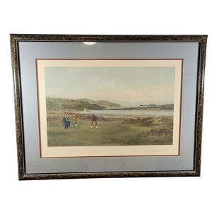 Douglas Adams The Putting Green Framed Golf Lithograph Print Vintage Art 34x26